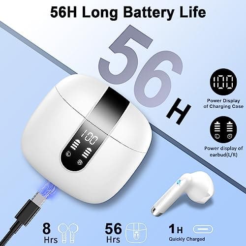 Wireless Earbuds, Bluetooth 5.4 Headphones NEW Wireless Headphones with 4 ENC Mic, 56H Bluetooth Earphones in Ear Noise Cancelling Deep Bass, Mini Ear Buds Bluetooth Earbuds IP7 Waterproof LED Display — view 5