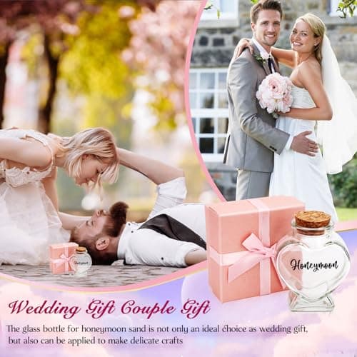 Honeymoon Sand Keepsake Jar Set with Mr and Mrs Luggage Tags, with Pink Gift Box,Perfect Honeymoon Gifts for Couples,Bridal Shower Souvenirs,and Romantic Travel Accessories,No Sand Included — view 4