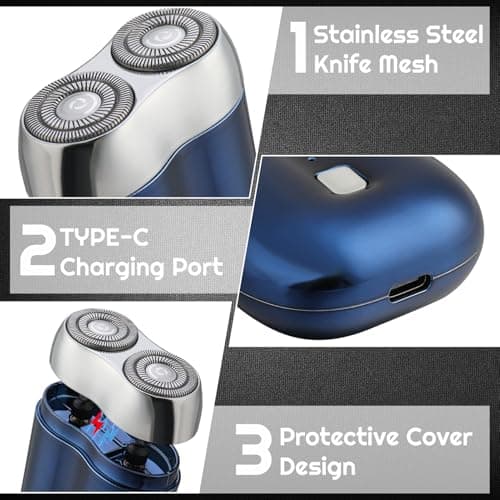 ViEinkaufen Mini Electric Shaver for Men, Double Head Shaver — view 3