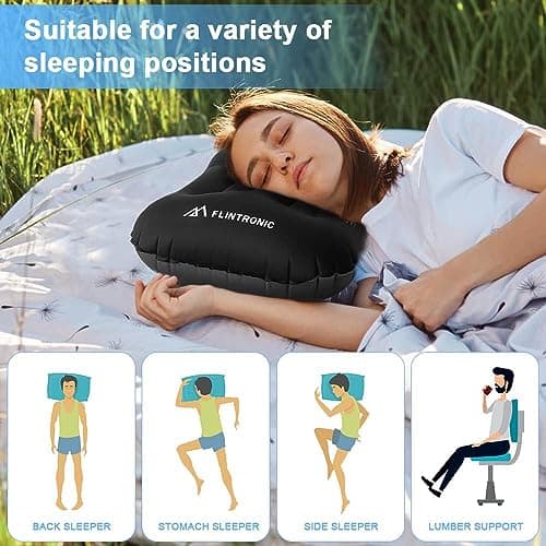 Camping Pillows, 2Pack Inflatable Travel Pillow for Neck, Ultralight Beach Pillow with Storage Bags, Blow Up Pillows Ergonomic Air Pillow for Neck & Lumbar Support - Travel/Beach/Camping (Blue&Black) — view 6
