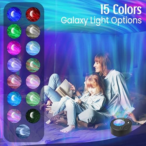 Northern Lights Aurora Sensory Light Star Projector Galaxy Projector with White Noise Machine, Bluetooth, Remote, Timer, Led Lights for Bedroom Bedside Lamps Bedroom Accessories Gifts for Women Girls — view 4