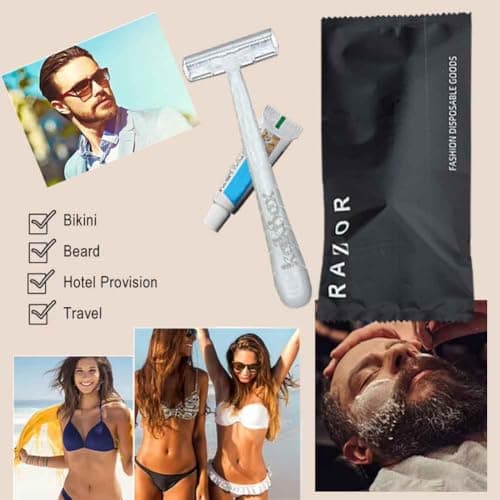 10Pack Individually Wrapped Travel Disposable Razors Kit With Shave Cream; Guest Private Care Manual Razor Toiletries Amenities;Multipurpose Luxury Hotels Shaving Razor Set for Home Hotel Travel — view 5