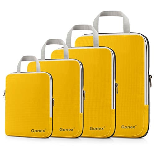 Gonex Compression Packing Cubes, 4-Piece Expandable Travel Organisers