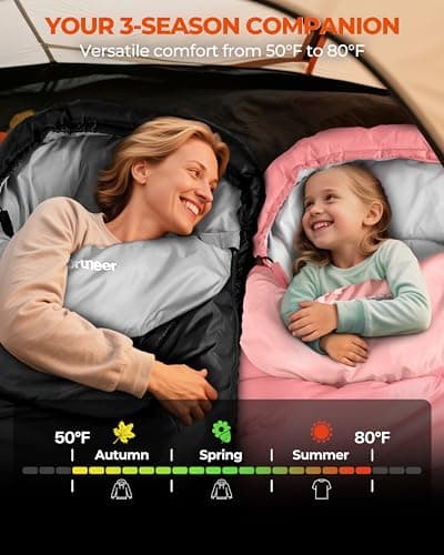 Sportneer Sleeping Bags for Adults - Kids Sleeping Bag 3-4 Season Lightweight Backpacking Sleeping Bag Cold Weather & Warm, Compact, Single Adult Girls Boys Camping Sleep Bag — view 3