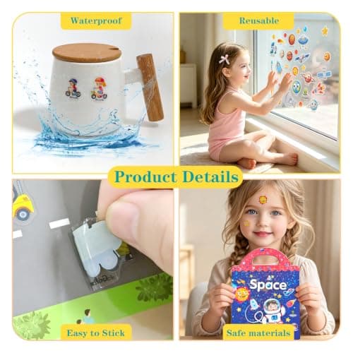 3Pcs Reusable Sticker Books for Toddlers Travel Toys with 3D Puffy Stickers — view 4