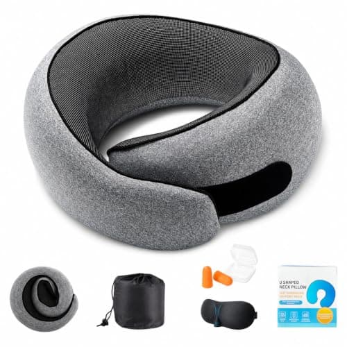 ANBOWEI Memory Foam Travel Pillow, U Shaped Airplane Neck Pillow for Adult