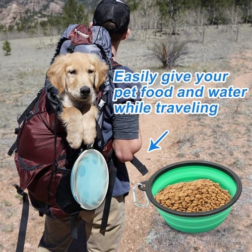 2 Pack Large Collapsible Dog Bowl, 1000ml/35oz Foldable Dog Travel Bowls, Portable Dogs Water Food Bowl with Carabiner, Pet Cat Feeding Cup Dish for Traveling, Walking, Hiking — view 4