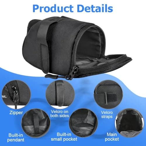 flintronic Bike Saddle Bag, Mini Reflective Cycling Seatpost Bag for Mountain and Road Bikes — view 4