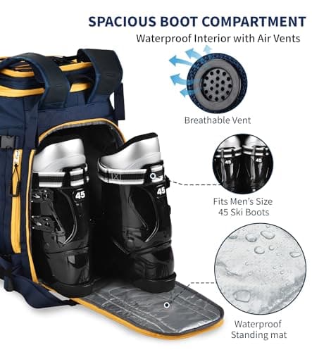 55L-70L Expandable Ski Boot Bag – Waterproof, Durable with Helmet Compartment – Ideal for Ski & Snowboard Gear – Men & Women — view 4