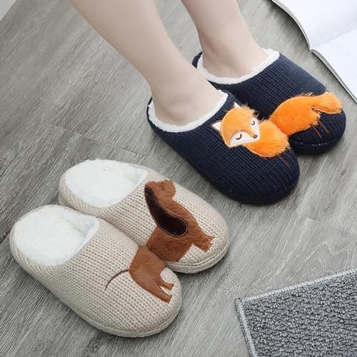 DFSDJEUW travel slippers women Slippers Women Pairable Slipper Socks | House For Fuzzy Slipper Socks | Animal Designs Wide Fit Anti-Slip ladies memory foam Orange 7 — view 2