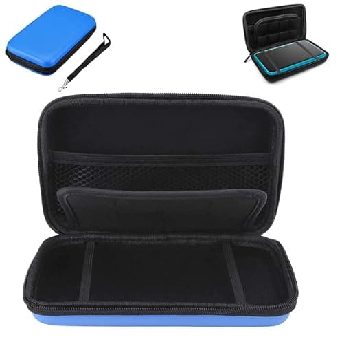 SILCOSTAR Carry Travel Storage EVA Hard Protective Case Cover for 2DS XL Console / 3DS XL & Accessories with Double Zipper and 8 Game Holders for 2DS XL / 3DS XL Game (Blue)