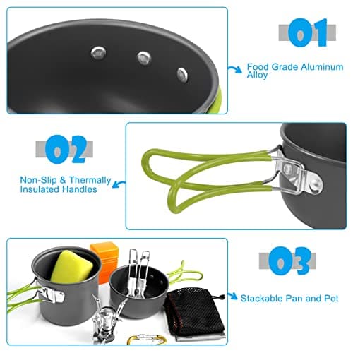 AUTOPkio Camping Cooking Set, Outdoor Camping Pans Pots and Stove — view 4