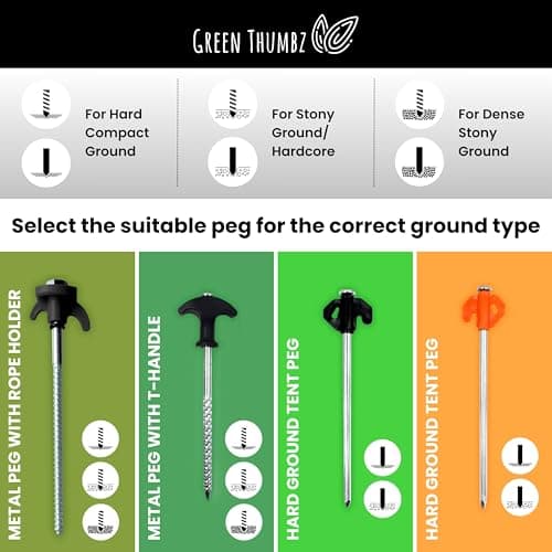 Heavy Duty Tent Pegs - 22cm x 20 Pack Black Hard Ground Tent Pegs with Storage Bag, Carabiner, Rubber Rings, Socket Bit and Mallet - Galvanized Camping Pegs for Outdoor — view 6