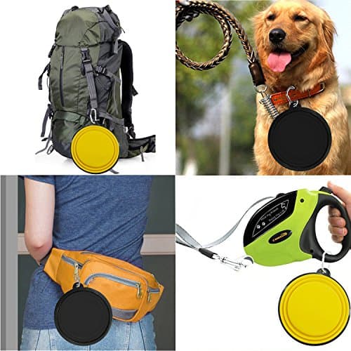 HINMAY Large Silicone Collapsible Dog Bowls Foldable Pet Dog Cat Food Water Bowl, Pack of 2 (Yellow+Black) — view 5