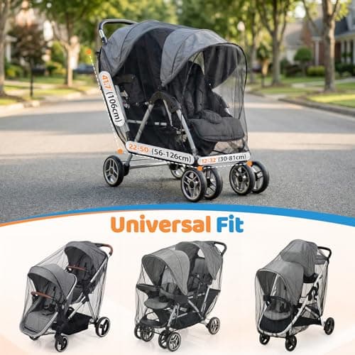 Mosquito Net for Pram, Universal, Black-Side-by-Side — view 6