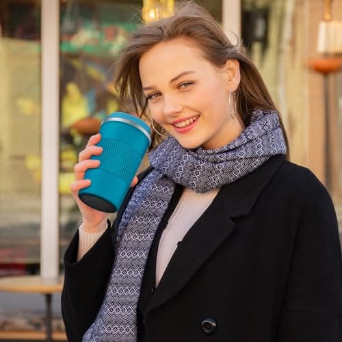 CS COSDDI Travel Mugs, Insulated Coffee Cup with Leakproof Lid - Reusable Coffee Cups Travel - Car Coffee Cup - Stainless Steel Travel Mug for Hot and Cold Coffee Water and Tea (Blue-A, 380 ml) — view 5