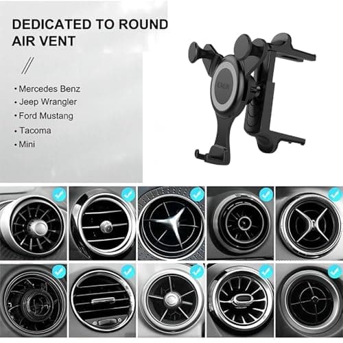 ICAILIN Mercedes Phone Holder for Mercedes Benz A/C Class, GLB/GLC, Audi A1,Mini Cooper, Reinforced Car Phone Holder Spring Clip for Round Air Vent, Circular Vent Cradle for iPhone Samsung — view 5