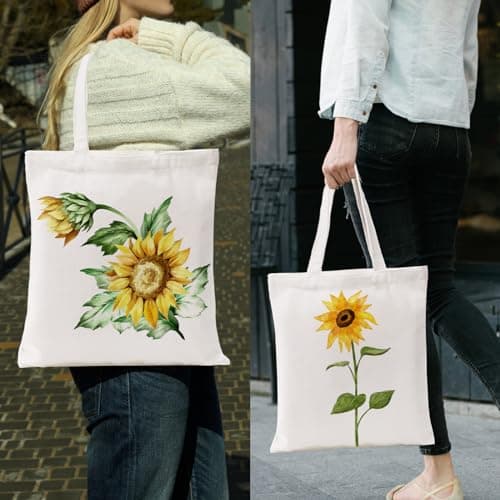 DEAYOU 12 Pack Canvas Tote Bag, 13" x 14" Sublimation Blank Cotton Cloth Bags, White Reusable Grocery Bags with Handles for Shopping, DIY Crafting, Heat Transfer, Beach, Gift, Activity(33×36 cm — view 2