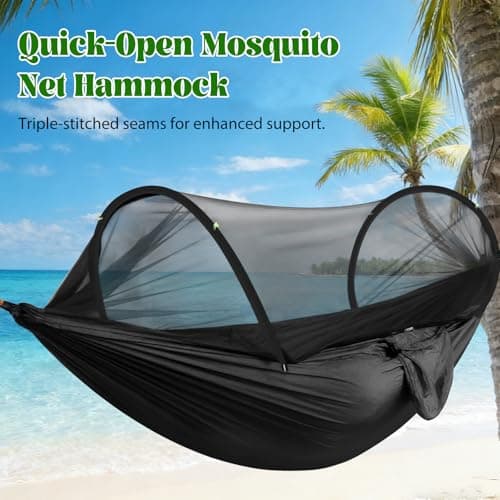 Aartner Ultra-Light Travel Camping Hammock Pop-up Bug Net - Anti-Rollover Hammock 300kg Load Capacity,Breathable,Quick-drying,Outdoor Backpacking Hiking (Black) — view 3