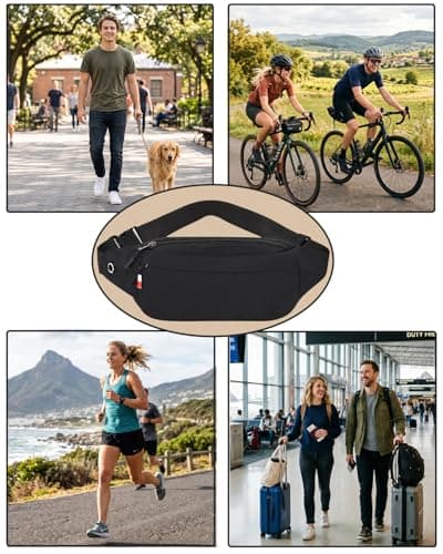 Bum Bag for Ladies Women Men Girls Bumbags Waist Fanny Pack with Headphone Jack and Adjustable Belt for Sport Running Hiking Jogging Gifts for Men Women — view 4
