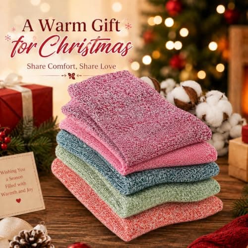 NWDEY 5 Pairs Thermal Socks for Women, Wool Warm Knitting Ladies Socks — view 6