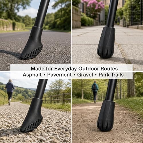 Nordic Walking Poles Rubber Buffer 12 Pieces 11mm 2 Shapes 3 Pairs Black For Hiking Poles Trekking Poles - Asphalt, Gravel Mountains. Universal Fit, Durable, Replacement Parts — view 5