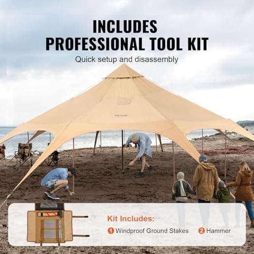 VEVOR Canvas Tent, 4 Seasons 5 m/16.4 ft, Canvas for Camping with Stove Jack, Family Camping Outdoor Hunting Party — view 6