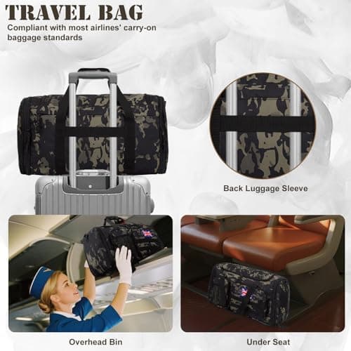 Bunnychic Expandable Tactical Duffle Bag for Men, 52L Large Holdall Bag Gym — view 6