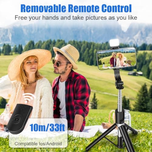 Adiwo 130cm Mobile Phone Tripods, 3 in 1 Portable Travel Phone Holder — view 6