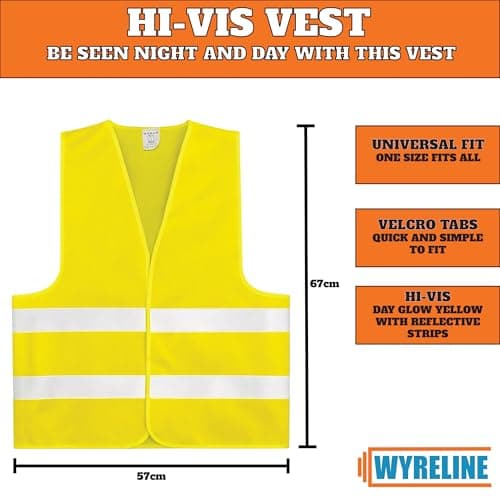 WYRELINE 6 Pcs European Driving Kit | Eurolites Headlight Deflectors For Europe | Warning Triangle, Hi-Vis Vest, UK Plate Magnet + Sticker, Rubber Grip Gloves | EU and France Driving Kit 2026 — view 3