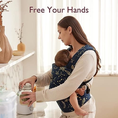 Momcozy Baby Carrier for 3-24M/3.2-20kg, Waist 64-127cm, Cotton Starry Sky — view 6
