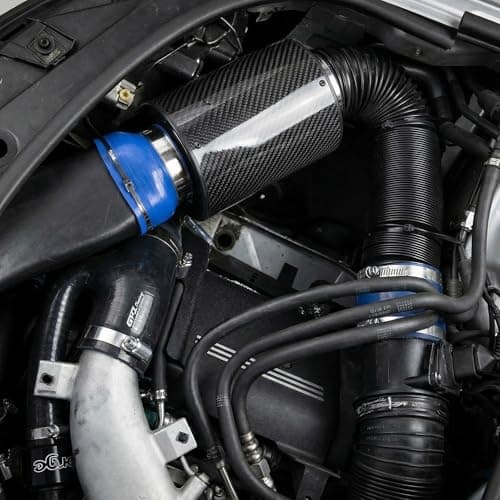 3" (76mm) Universal Cold Air Intake Kit Carbon Fiber Style Air Filter Box with Flexible Hose & Mounting Brackets for Performance Cars — view 2