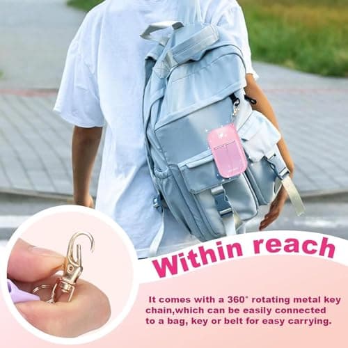 Hotcho Hand Sanitizer Bottle Compatible with Touchland Spray 1Fl Oz/30ml,Silicone Case with Keychain,Suitable for Travel and Portability (3, Pink Blue White) — view 4