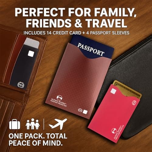 18 RFID Blocking Sleeves (14 Credit Card Holders & 4 Passport Protectors) Ultimate Premium Identity Theft Protection Sleeve Set for Men & Women. Smart Slim Design perfectly fits Wallet / Purse — view 6