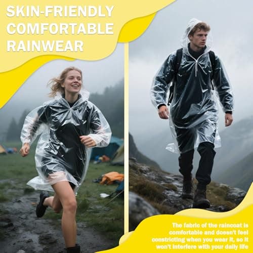 JuanYi Disposable Rain Ponchos for Family 4 Pack Thicker Waterproof Ponchos — view 5
