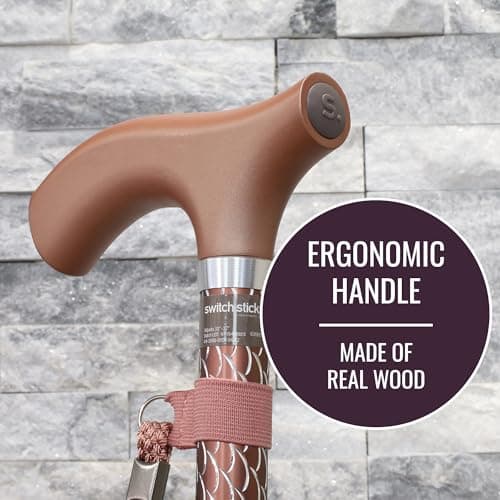 Switch Stick Luxury Engraved Rose Gold Walking Stick - Folding And Adjustable — view 3
