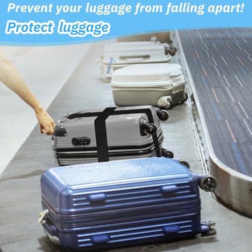 2Pcs Suitcase Straps Set, Adjustable Suitcase Straps, Heavy Duty Luggage Straps with Quick Release Buckle, Travel Accessories Thickened Luggage Belt for Suitcase Baggage (Black) — view 5