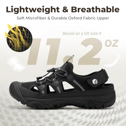 FitVille Mens Outdoor Walking Sandals Wide Fit Shoes,Black,7,W — view 4