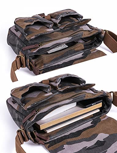 GOOTIUM Vintage Canvas Messenger Bag Men’s Crossbody Bag, Camouflage — view 5