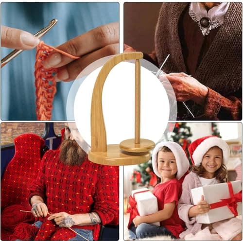 Magnetic Yarn Ball Holder, Wooden Yarn Spinner, Revolving Wool Ball Holder Magnetic Crochet Knitting Yarn Feeder, Portable Rotating Yarn Dispenser, Yarn Stand Organizer for Crocheting Knitting Lovers — view 2