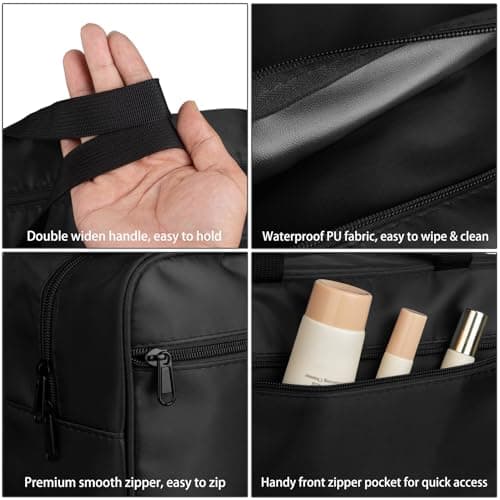FITDON Full Size Toiletry Bag Large Travel Wash Bag, Portable Makeup Bag Organizer Shaving Gym Shower Bathroom Bag, Black — view 4