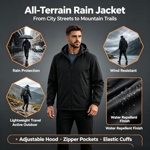Waterproof Jacket Packable Packaway Hood Lightweight Waterproof Jacket — view 4