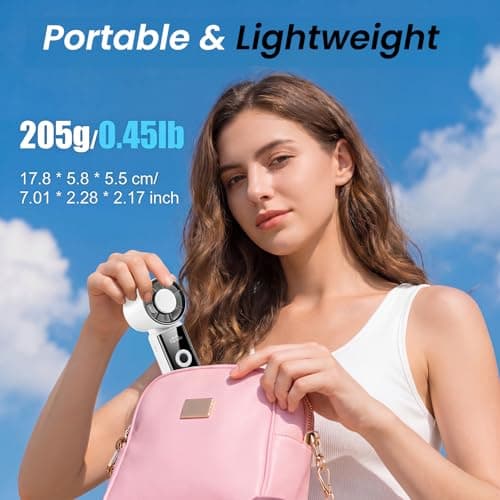 Phimke Portable Handheld Fan, High Speed Turbo Hand Held Fan with Speed (1-199) 4000mAh Battery Up to 16hrs, Rechargeable Mini Hand Fan with LED Display, Foldable Portable Fan for Home Outdoor (White) — view 6