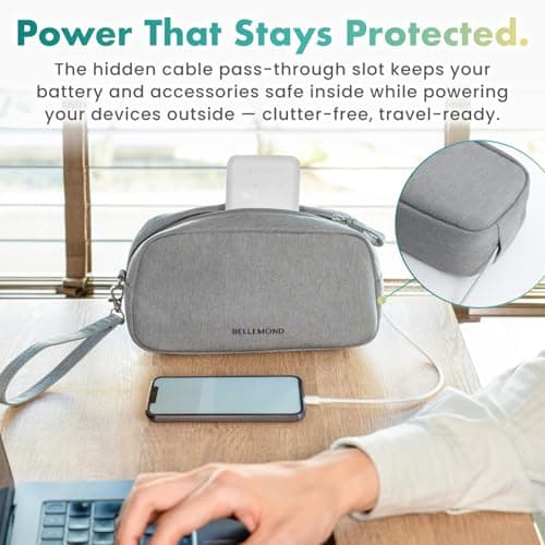 BELLEMOND「Totono+」| Cord Organizer Tech Pouch | Travel Electronics Organizer Case for Cables & Chargers | Hidden AirTag Slot & Cable Pass-Through | Designed in Japan | Charcoal Gray — view 6