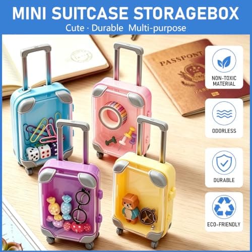 Mini Suitcase Gift Box, 4 Pieces Mini Suitcase, Reusable Travel Voucher Packaging with Wheels, Suitable for Surprises such as Birthdays, Weddings and Money Gifts — view 4