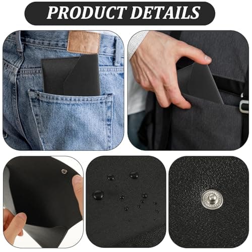 Piriuuo PU Leather Cash Envelope Wallet - Reusable Money Wallet for Travel and Budgeting, Black — view 3