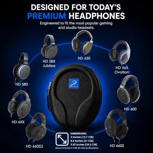 Accessory House AHG Global Carrying case Compatible with Sennheiser HD650 HD660S HD660S2 HD600 Massdrop X HD6XX HD58X Jubilee HD580 and HD565 Headphones. Ultimate Protection/Easy Transport — view 5