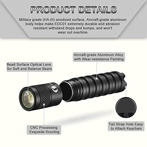 LUMINTOP EDC01 Keychain Torch, 120 lumens Pocket Flashlight EDC,36 Hours Long Lasting,3 Modes,IPX8 Waterproof,AAA Battery Mini Torches for Indoor and Outdoor — view 5