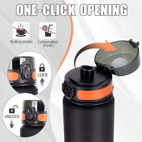 Gobravio Water Bottle 1L BPA Free Sports Drink Bottle Dishwasher Safe Canteen Bottle Leakproof Motivational Water Bottle with Time Markings — view 2