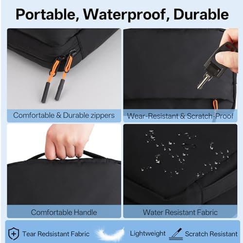 Teskyer Cable Organiser Bag, Travel Essential, 25 x 17 x 8 cm, Black — view 3